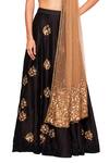 Salt And Spring_Black Net, Dupion Cutdana, Sequins Scoop Neck Floral Embroidered Lehenga Set _Online_at_Aza_Fashions