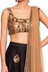 Buy_Salt And Spring_Black Net, Dupion Cutdana, Sequins Scoop Neck Floral Embroidered Lehenga Set _Online_at_Aza_Fashions