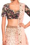 Buy_Salt And Spring_Pink Net, Chanderi, Rayon Sequins Scoop Neck Leaf Embroidered Lehenga Set _Online_at_Aza_Fashions