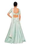 Shop_Salt And Spring_Green Net, Chanderi, Rayon Sequins Scoop Neck Floral Embroidered Lehenga Set _at_Aza_Fashions