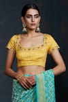 Buy_Weaver Story_Yellow Silk Hand Embroidered Floral Round French Knot Blouse _at_Aza_Fashions