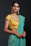 Weaver Story_Yellow Silk Hand Embroidered Floral Round French Knot Blouse _Online_at_Aza_Fashions