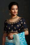 Buy_Weaver Story_Blue Silk Floral, Zardozi , Booti Round Hand Embroidered Blouse _at_Aza_Fashions