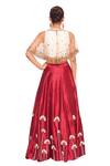 Shop_Salt and Spring_Maroon Quilted Jacquard Embroidered Skirt Set With Embellished Cape _at_Aza_Fashions
