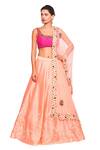 Buy_Salt And Spring_Pink Raw Silk, Net, Chanderi Cutdana, Sequins Scoop Neck Embroidered Lehenga Set _at_Aza_Fashions