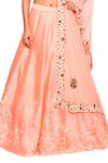 Salt And Spring_Pink Raw Silk, Net, Chanderi Cutdana, Sequins Scoop Neck Embroidered Lehenga Set _Online_at_Aza_Fashions
