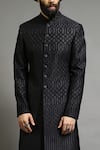 Shop_Abhishek Gupta_Black Chanderi Applique Embroidered Bandhgala _Online_at_Aza_Fashions