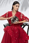 Shop_Mandira Wirk_Black Bead And Sequin Work Floral Round Clutch With Sling _Online_at_Aza_Fashions