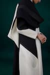 Shop_AMPM_Black Wool Gm Aairah Colorblock Draped Jacket_Online_at_Aza_Fashions