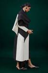 AMPM_Black Wool Gm Aairah Colorblock Draped Jacket_Online_at_Aza_Fashions