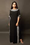 Buy_Jasmine Bains_Black Cupro Georgette Round Embroidered Kaftan And Pant Set _at_Aza_Fashions
