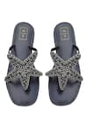 Shop_Sandalwali_Black Beads Embroidered Sandals _at_Aza_Fashions