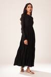Dot_Black Cotton Anarkali _Online_at_Aza_Fashions