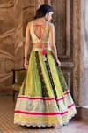 Shop_Basanti - Kapde Aur Koffee_Green Georgette Embroidered Mirror V Neck Bridal Lehenga Set_at_Aza_Fashions