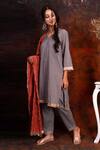 Tashee_Blue Cotton Round Block Print Kurta Set _Online_at_Aza_Fashions