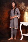 Buy_Tashee_Blue Cotton Round Block Print Kurta And Pant Set  _at_Aza_Fashions