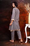 Shop_Tashee_Blue Cotton Round Block Print Kurta And Pant Set  _at_Aza_Fashions