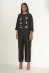 FEBO6_Black Silk Organza Plain Pant  _Online_at_Aza_Fashions