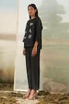 Buy_FEBO6_Black Silk Organza Plain Pant  _Online_at_Aza_Fashions