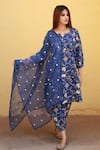 Buy_Gulabo Jaipur_Blue Cotton Floral Notched Print Kurta Set_at_Aza_Fashions
