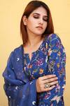 Shop_Gulabo Jaipur_Blue Cotton Floral Notched Print Kurta Set_Online_at_Aza_Fashions