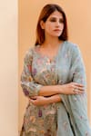 Shop_Gulabo Jaipur_Blue Cotton Printed Floral Notched Kurta Set_Online_at_Aza_Fashions