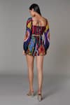 Shop_Saaksha & Kinni_Multi Color Cotton Silk Abstract Square Neck Blouse_at_Aza_Fashions