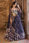 Buy_Basanti - Kapde Aur Koffee_Blue Viscose Organza Printed Floral Pattern Corset Lehenga Set For Women_Online_at_Aza_Fashions