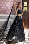 Basanti - Kapde Aur Koffee_Black Georgette Embroidered Sequins Boat Lehenga Set For Women_Online_at_Aza_Fashions