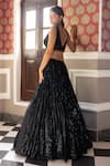 Basanti - Kapde Aur Koffee_Black Blouse: Velvet Embroidered Sequins V Neck Lehenga Set For Women_Online_at_Aza_Fashions