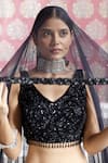 Buy_Basanti - Kapde Aur Koffee_Black Blouse: Velvet Embroidered Sequins V Neck Lehenga Set For Women_Online_at_Aza_Fashions
