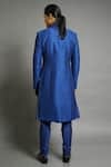 Shop_Abhishek Gupta_Blue Chanderi Textured Bandhgala _at_Aza_Fashions