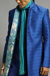 Shop_Abhishek Gupta_Blue Chanderi Textured Bandhgala _Online_at_Aza_Fashions