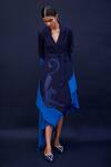 Buy_AMPM_Blue Astrid Wool Leopard Asymmetric Jacket_at_Aza_Fashions