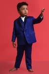 Buy_Lil Angels_Blue Satin Single Breasted Blazer _at_Aza_Fashions