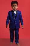 Lil Angels_Blue Satin Single Breasted Blazer _Online_at_Aza_Fashions