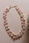 Shop_Nayaab by Sonia_Pink Beads Layered Necklace_at_Aza_Fashions