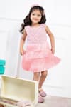 Hoity Moppet_Pink Tulle Embroidery Tiered Fringe Dress _at_Aza_Fashions