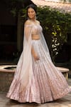 Basanti - Kapde Aur Koffee_Pink Net Embellishment Sequin And Beads One Shoulder Blouse & Lehenga Set _Online_at_Aza_Fashions