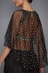 Shop_RI.Ritu Kumar_Black Net Embroidered Cropped Cape Blouse _at_Aza_Fashions