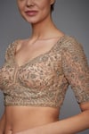 RI.Ritu Kumar_Pink Net Embroidered Blouse _Online_at_Aza_Fashions