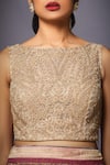 Buy_RI.Ritu Kumar_Beige Net Embroidered Blouse _at_Aza_Fashions