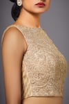 RI.Ritu Kumar_Beige Net Embroidered Blouse _Online_at_Aza_Fashions