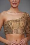 RI.Ritu Kumar_Gold Net One Shoulder Blouse _Online_at_Aza_Fashions