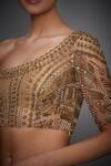Buy_RI.Ritu Kumar_Gold Net One Shoulder Blouse _Online_at_Aza_Fashions