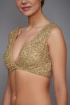 RI.Ritu Kumar_Beige Net Embroidered Blouse _Online_at_Aza_Fashions