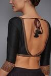 Shop_RI.Ritu Kumar_Black Silk Dupion Embroidered Blouse _at_Aza_Fashions