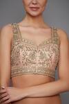 Buy_RI.Ritu Kumar_Peach Silk Dupion Embroidered Blouse _at_Aza_Fashions