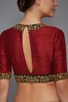 Shop_RI.Ritu Kumar_Maroon Silk Dupion Embroidered Blouse _at_Aza_Fashions