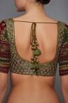 Shop_RI.Ritu Kumar_Green Silk Dupion Leaf Neck Embroidered Blouse _at_Aza_Fashions